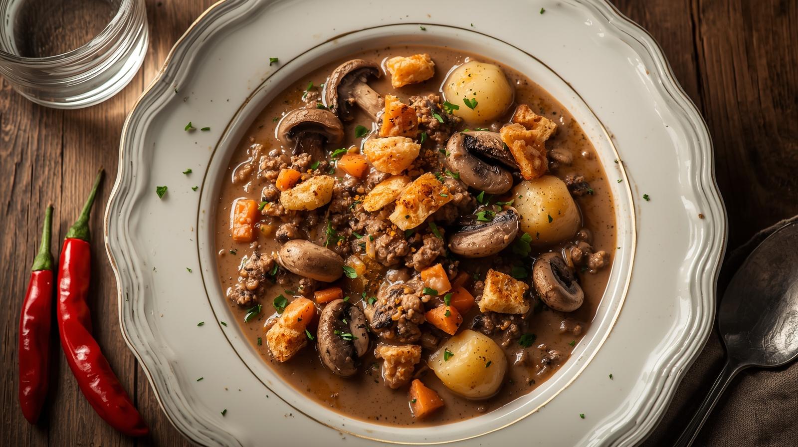 Hot Mushroom Soup mit Vollkorn-Crunch