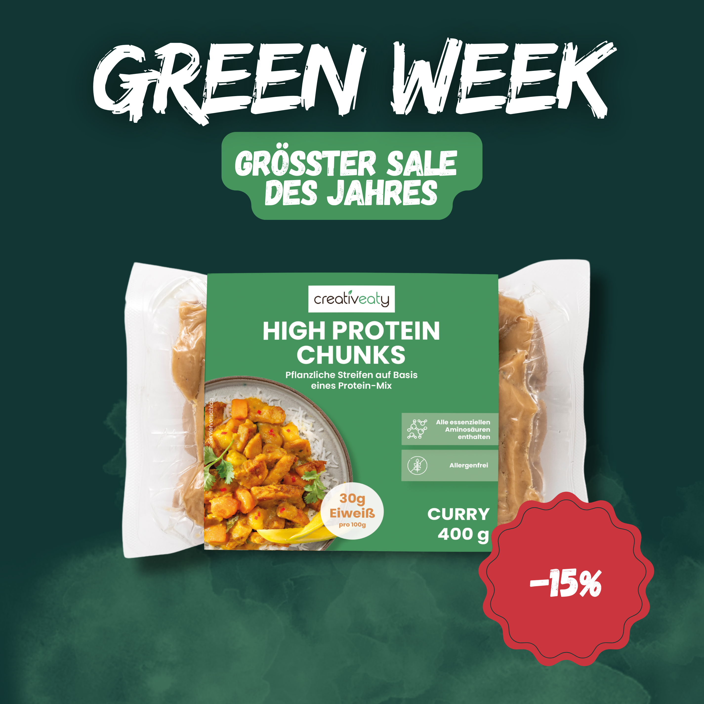 Greenweek-Sale: PROTEIN CHUNKS - CURRY (400g)