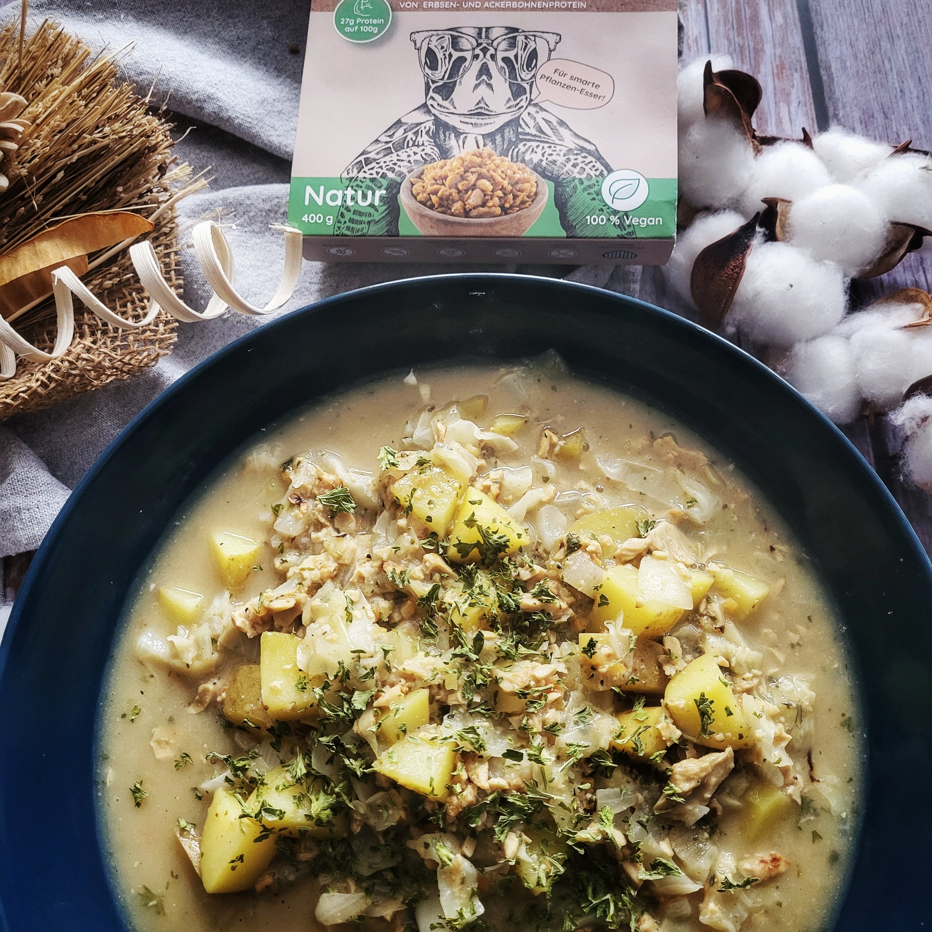 Vegane Protein Käse-Lauch-Suppe mit Minced