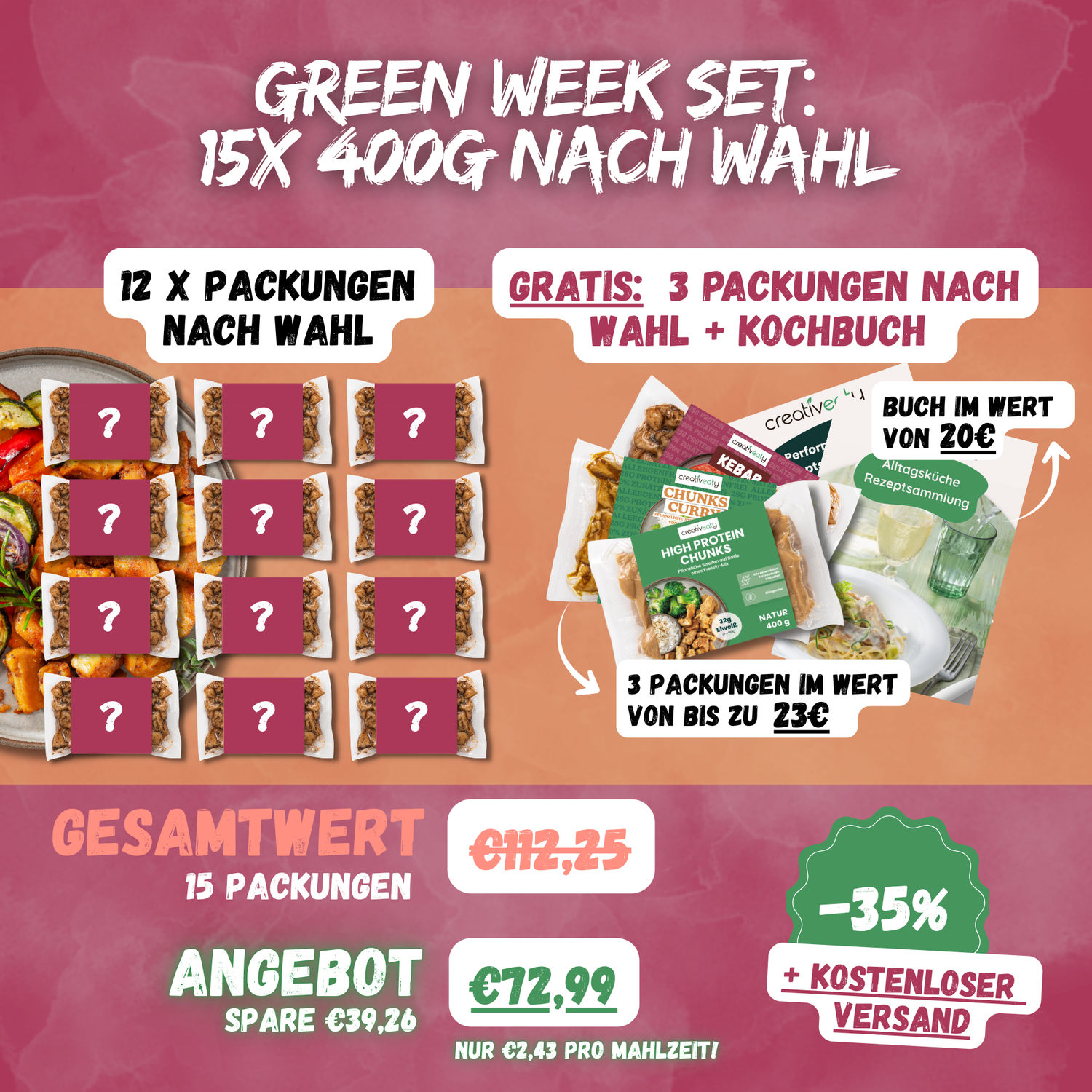 12er Fastfood Set + 3x Gratis