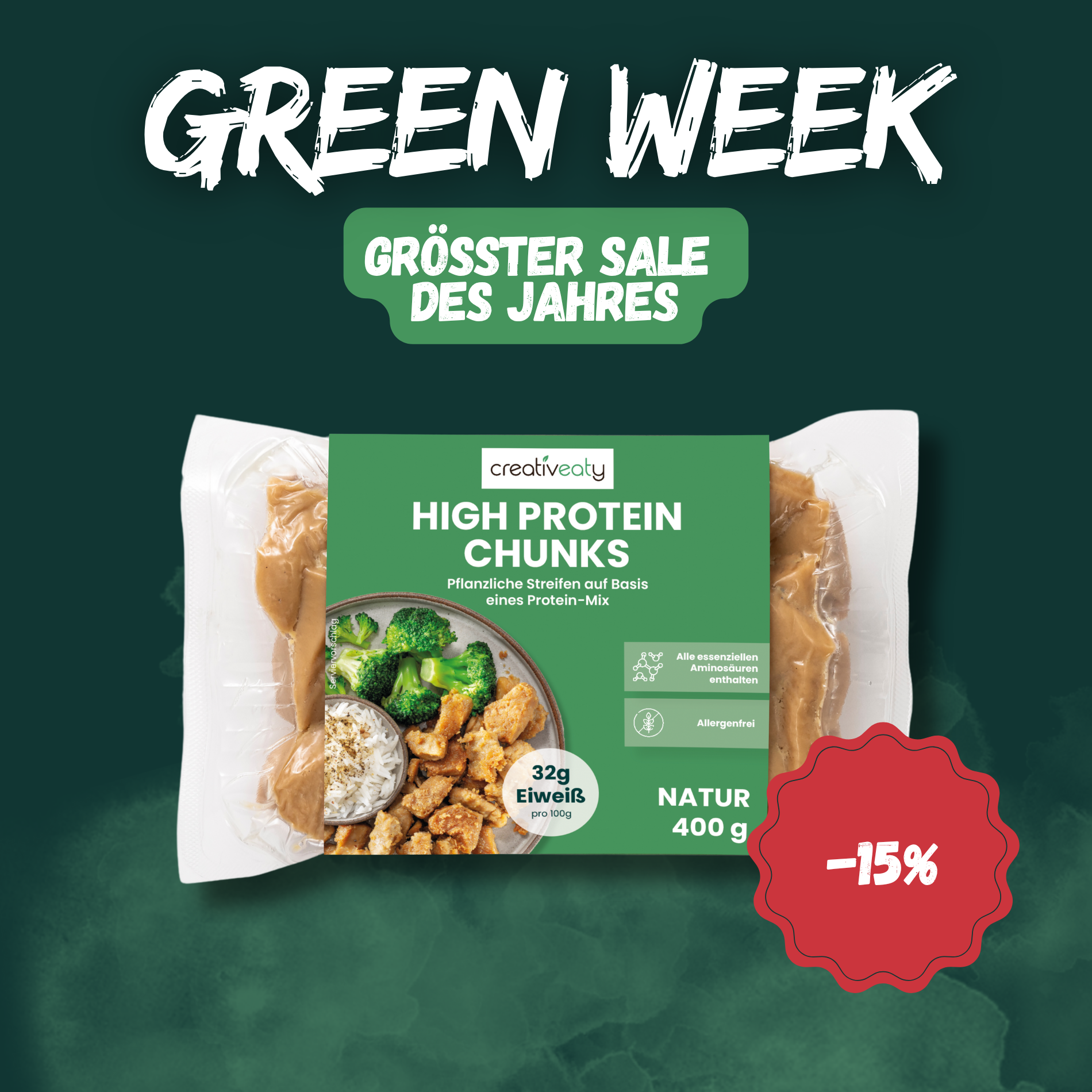 Greenweek-Sale: PROTEIN CHUNKS - NATUR (400g)