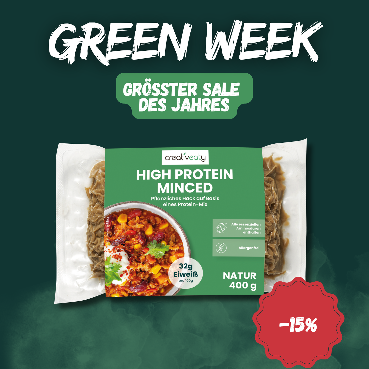 Greenweek-Sale: PROTEIN MINCED - NATUR (400g)
