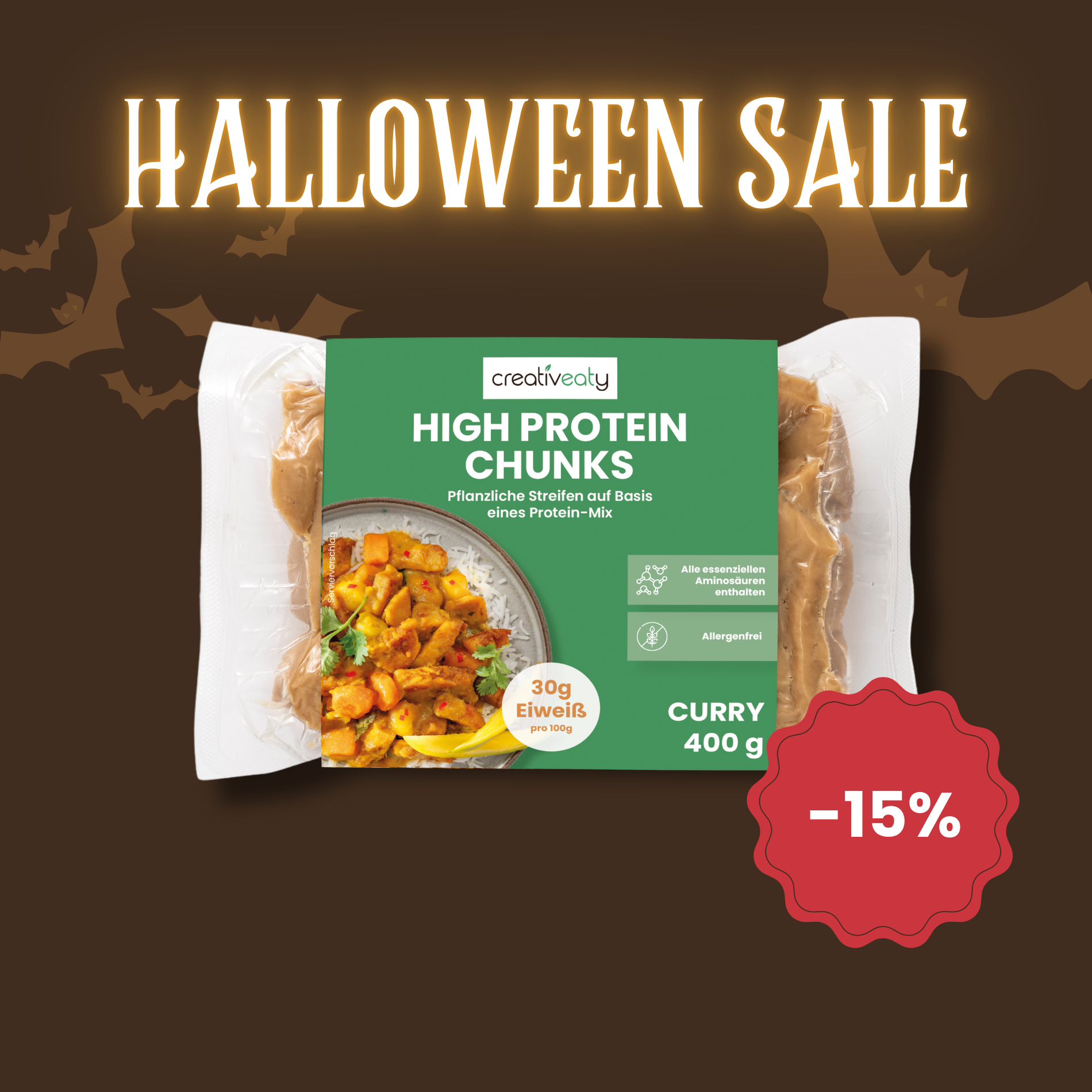 Halloween-Sale: PROTEIN CHUNKS - CURRY (400g)