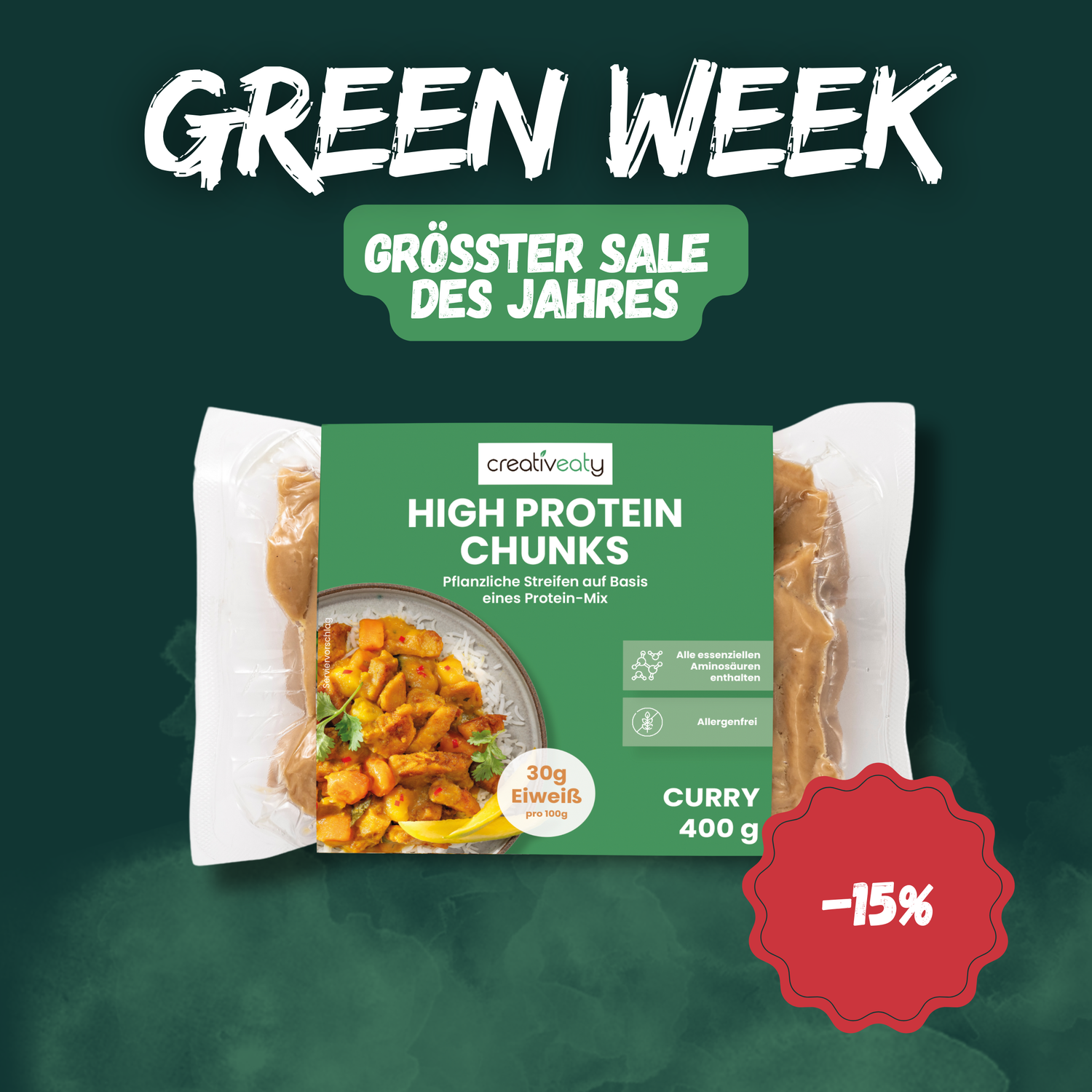 Greenweek-Sale: PROTEIN CHUNKS - CURRY (400g)